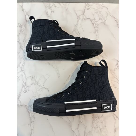 Dior B23 High Top Black White Oblique Canvas Size 8.5 EU 42 | Pre-Owned | No Box - Picture 1 of 8